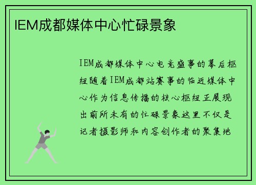 IEM成都媒体中心忙碌景象