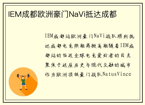 IEM成都欧洲豪门NaVi抵达成都