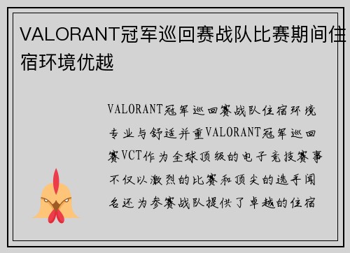 VALORANT冠军巡回赛战队比赛期间住宿环境优越